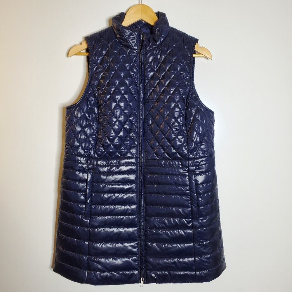 Talbots Long Quilted Primaloft Blue/Purple Vest Size Medium Petite